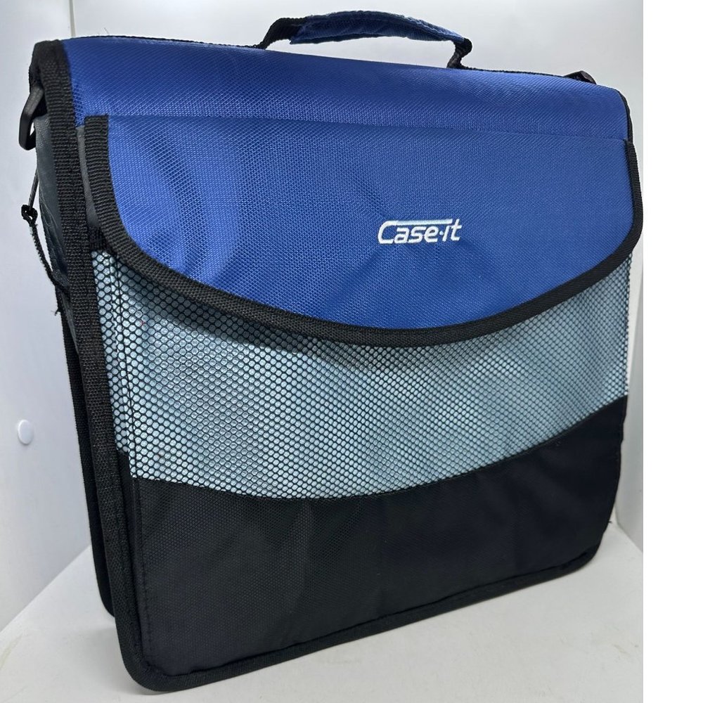 Case Notebook Folder Trapper School Handle 3 Ring Blue Pockets